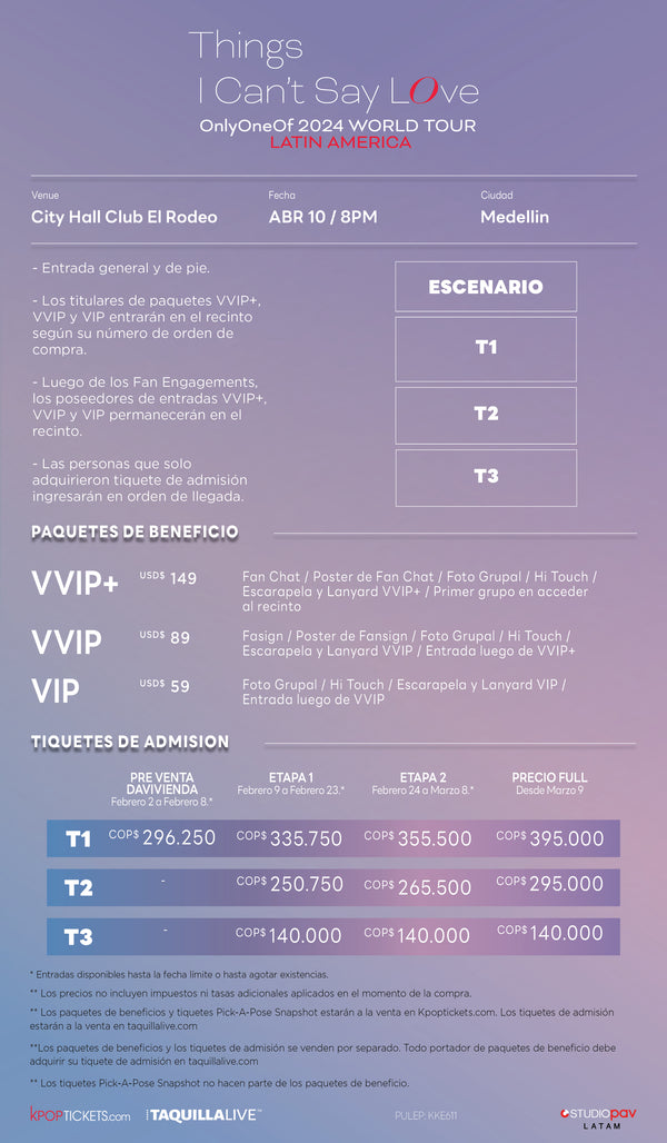 ONLYONEOF - MEDELLIN - VVIP+ BENEFIT PACKAGE