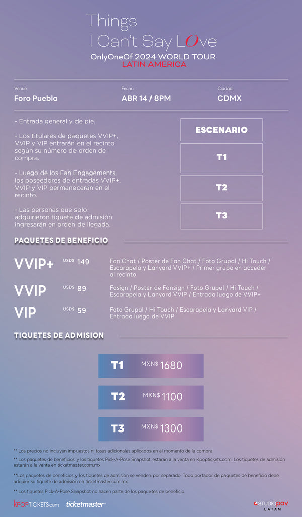 ONLYONEOF - MEXICO CITY - VVIP+ BENEFIT PACKAGE